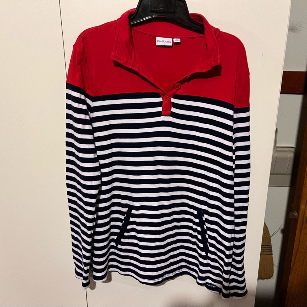 Red, Navy, & White Pullover